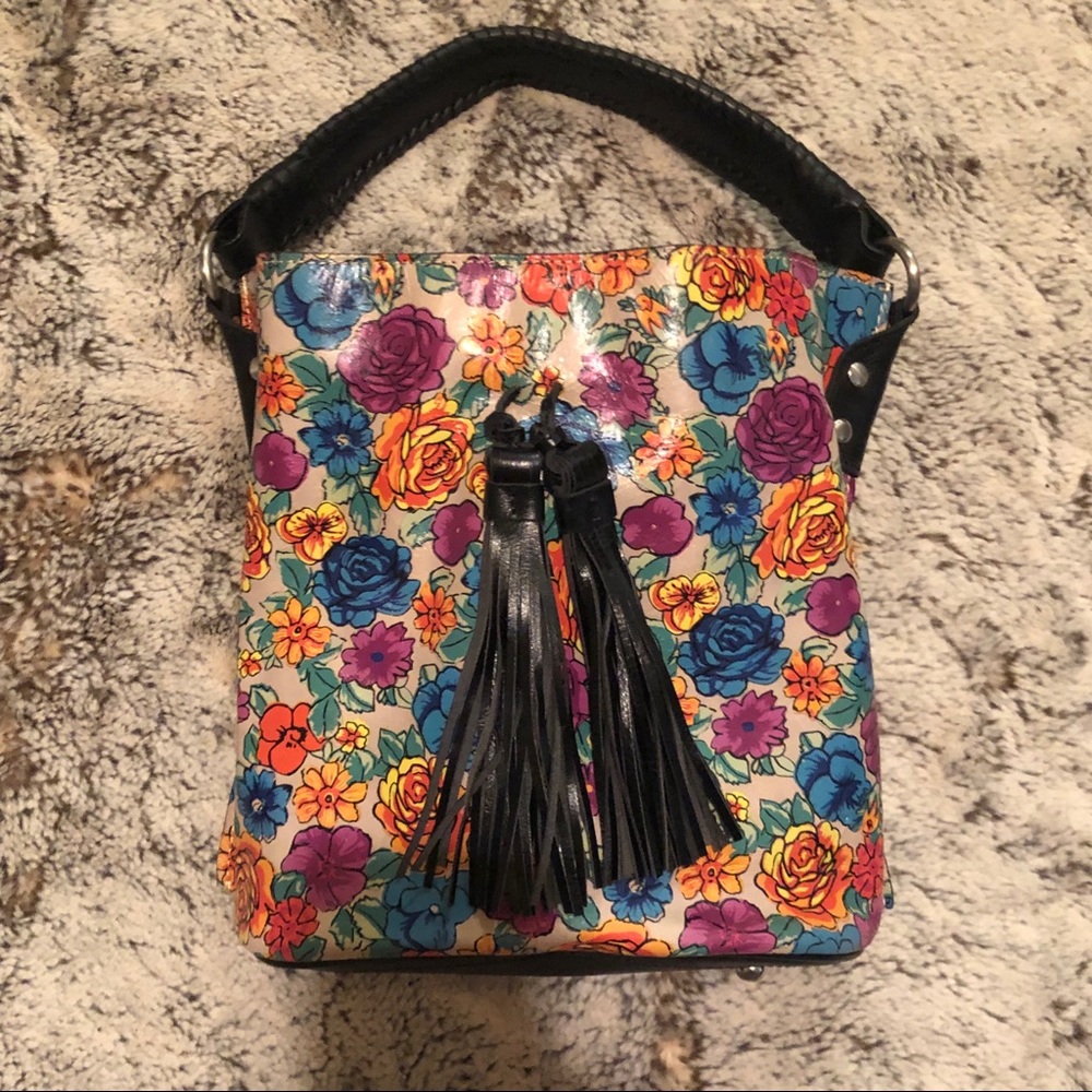 Patricia Nash Floral Bucket Bag w/ Tassels/Fringe